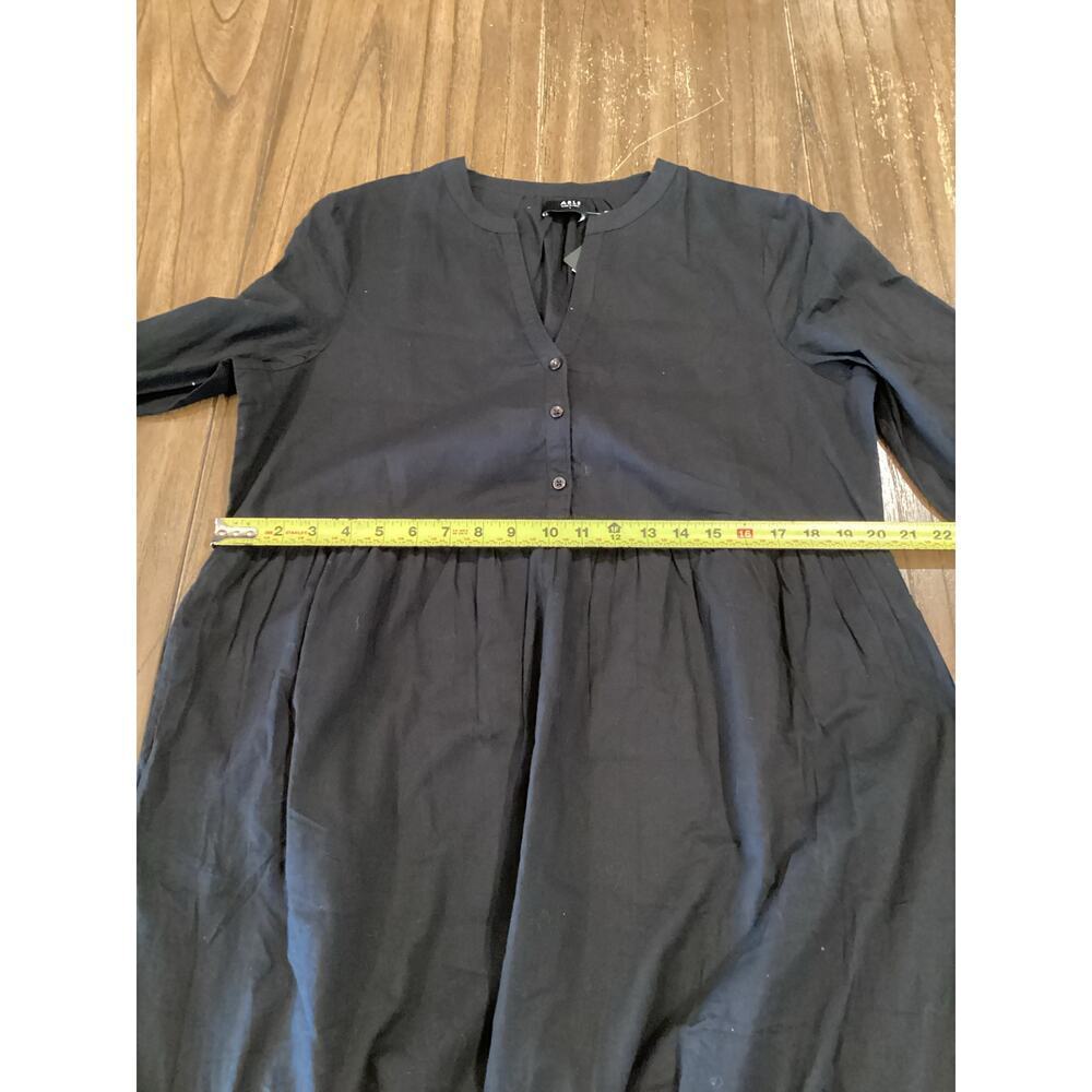 ABLE Jane Maxi Midi Dress Tiered Long Sleeve Black Cotton Fall L NWT - Picture 7 of 9